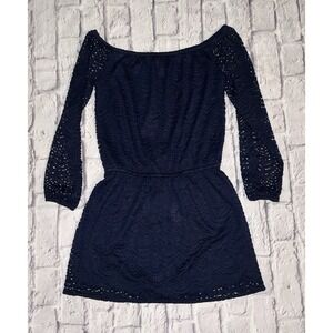Lilly‎ Pulitzer Lana Skort Romper Dress Size Small Navy Blue Shell Lace Preppy